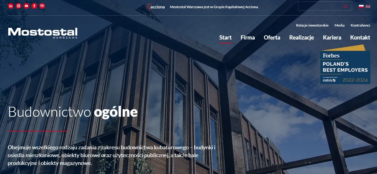 Strona www Warszawskie Budownictwo Przyszłości